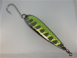 <b> 3 1/2 oz. Silver Gator Casting Spoon Chartreuse Tape - J Hook</b>