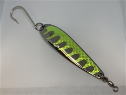 <b> 5 oz. Silver Gator Casting Spoon with Chartreuse Tape - J Hook</b>
