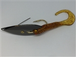 1/2 oz. Black Gator Weedless Spoon with Root Beer Worm Trailer