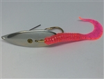 1/2 oz. Matte Silver Gator Weedless Spoon with Pink Worm Trailer.