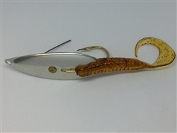 1/2 oz. Matte Silver Gator Weedless Spoon with Root Beer Worm Trailer
