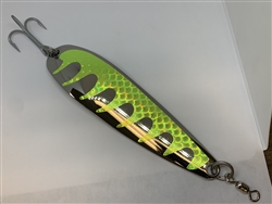 6 oz. Silver Gator Casting Spoon Chartreuse Tape - Treble Hook