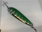 <b>6 oz. Silver Gator Casting Spoon Emerald Tape  - Treble Hook</b>