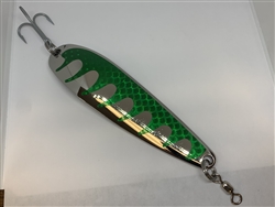 6 oz. Silver Gator Casting Spoon Emerald Tape - Treble Hook