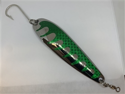 <b>7 oz. Silver Gator Casting Spoon Emerald Tape - J Hook</b>