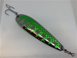7 oz. Silver Gator Casting Spoon Lime Green Tape - Treble Hook