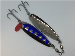  3/4 oz. Silver Gator Casting Spoon Blue Tape - Treble Hook