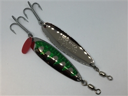 3/4 oz. Silver Gator Casting Spoon Emerald Tape - Treble Hook